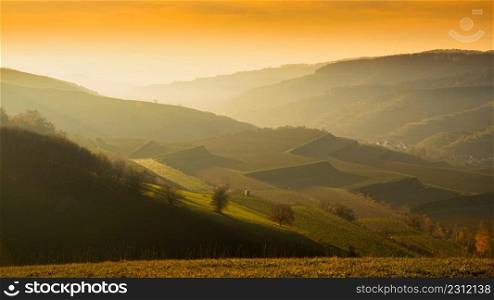 sunset in the Kaiserstuhl area in germany