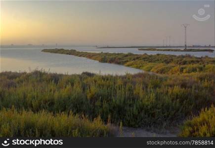 sunset in the natural reserve of San Javier, Spain