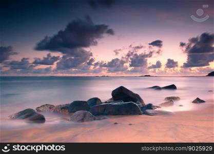 Sunset in Unawatuna Beautiful beach, Sri Lanka