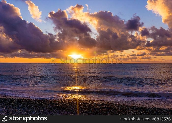 sunset landscape. summer sunset view on the beach