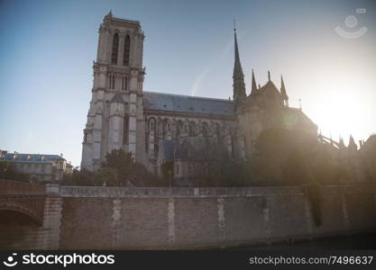 sunset Notre Dame de Paris. France. Europe