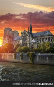 sunset Notre Dame de Paris. France. Europe. Notre Dame de Paris