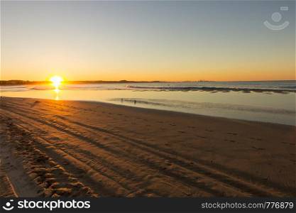 Sunset on Coolangatta beach, Gold Coast, Queensland, Australia