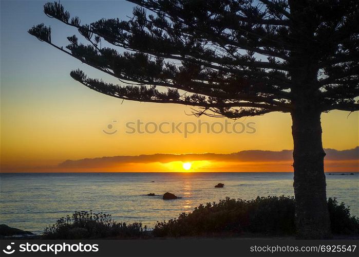 Sunset on Kaikoura beach, New Zealand southern island. Sunset on Kaikoura beach, New Zealand