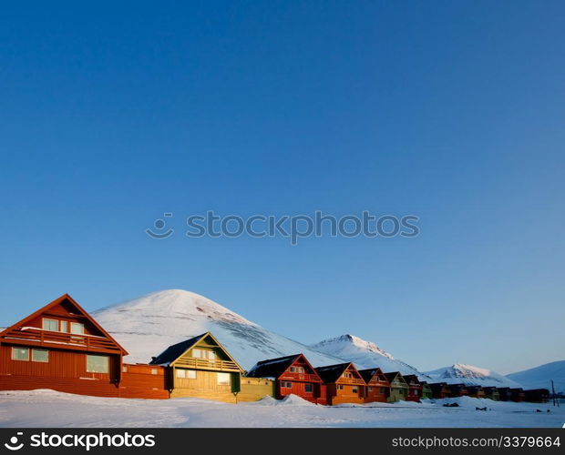 Sunset on Longyearbyen, Norway, the northern most settlement in the world.