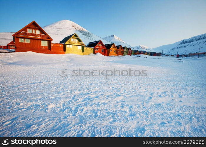 Sunset on Longyearbyen, Norway, the northern most settlement in the world.