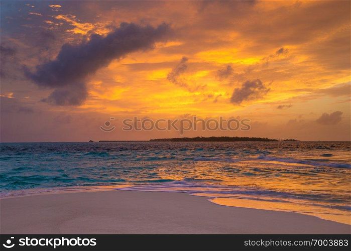 Sunset on sea in Maldives