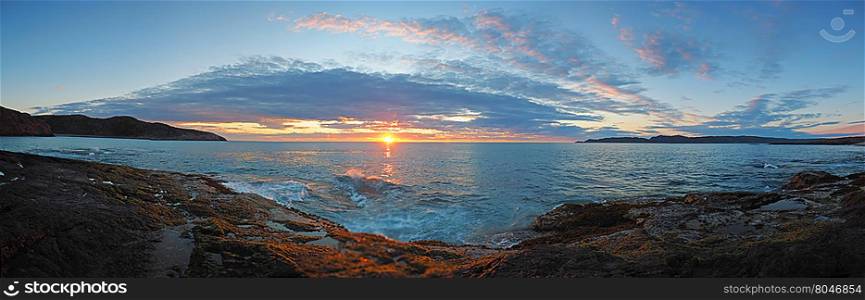 Sunset on the Barents Sea. Panorama