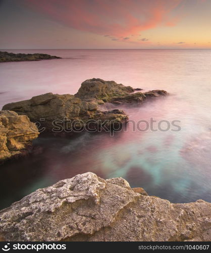 Sunset on the beach. Nature composition.