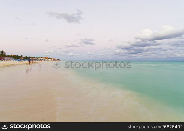 Sunset on the Caribbean beach.. View of the sunset on the Caribbean Beach.