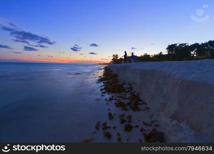 Sunset on the Caribbean beach.. View of the sunset on the Caribbean Beach.