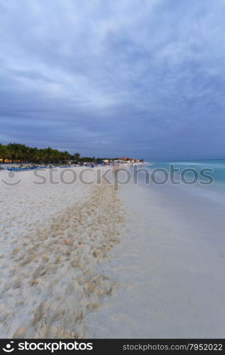 Sunset on the Caribbean beach.. View of the sunset on the Caribbean Beach.