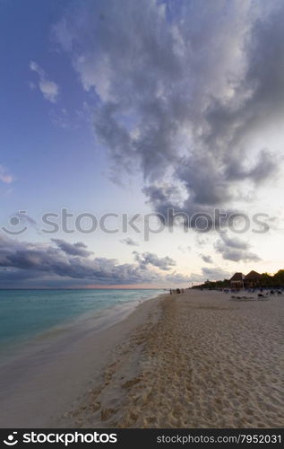 Sunset on the Caribbean beach.. View of the sunset on the Caribbean Beach.