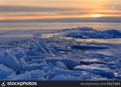 Sunset on the Gulf of Finland, St. Petersburg, Russia