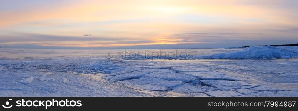 Sunset on the Gulf of Finland, St. Petersburg, Russia.