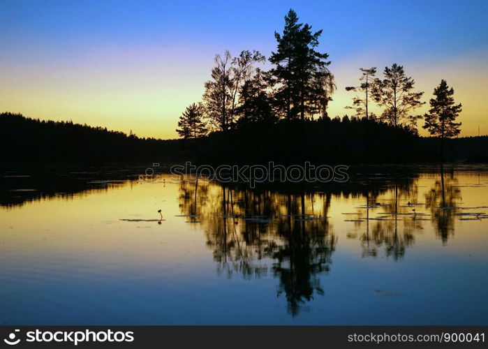 Sunset on the lake in Sweeden