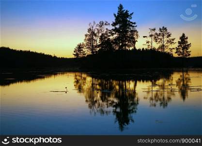 Sunset on the lake in Sweeden
