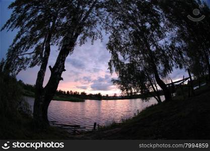Sunset on the lake, Mozhga, Udmurt Republic, Russia,