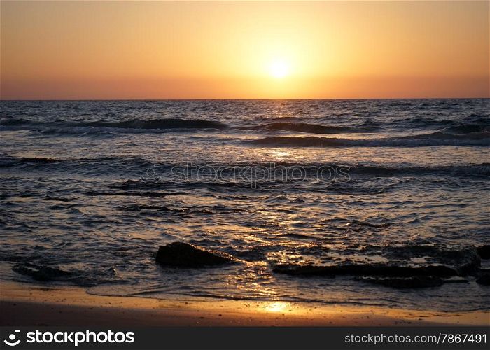 Sunset on the Mediterranean coast of Israel