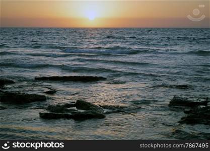 Sunset on the Mediterranean coast of Israel