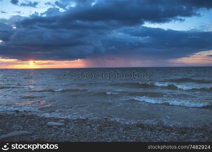 Sunset on the sea. Baltika