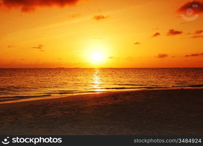 sunset on the sea beach