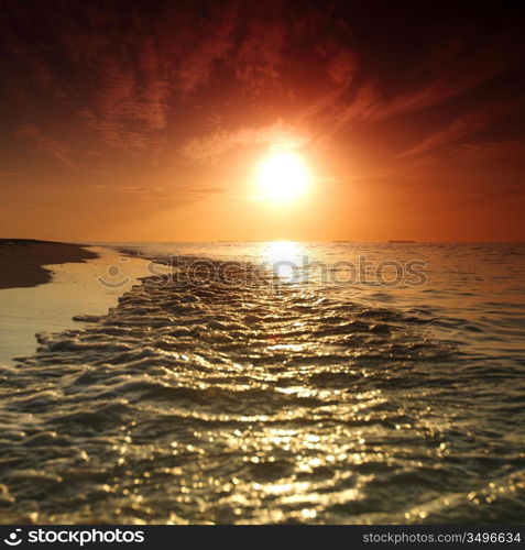 sunset on the sea beach