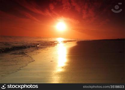 sunset on the sea beach