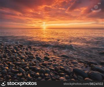 Sunset on the sea. Beautiful nature background composition.