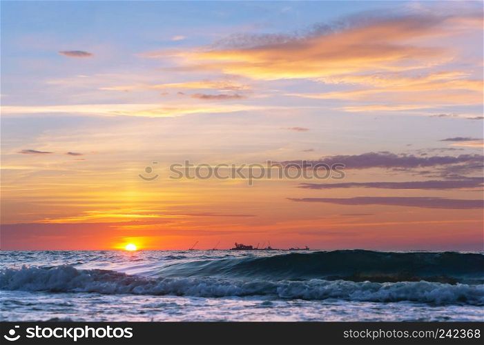 sunset on the sea, sunrise on the coast, purple sky at sunset. sunrise on the coast, purple sky at sunset, sunset on the sea