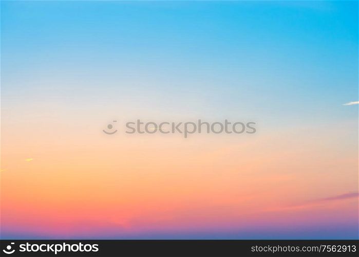 Sunset or sunrise colorful pink, red, blue and orange beautiful sky