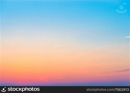 Sunset or sunrise colorful pink, red, blue and orange beautiful sky