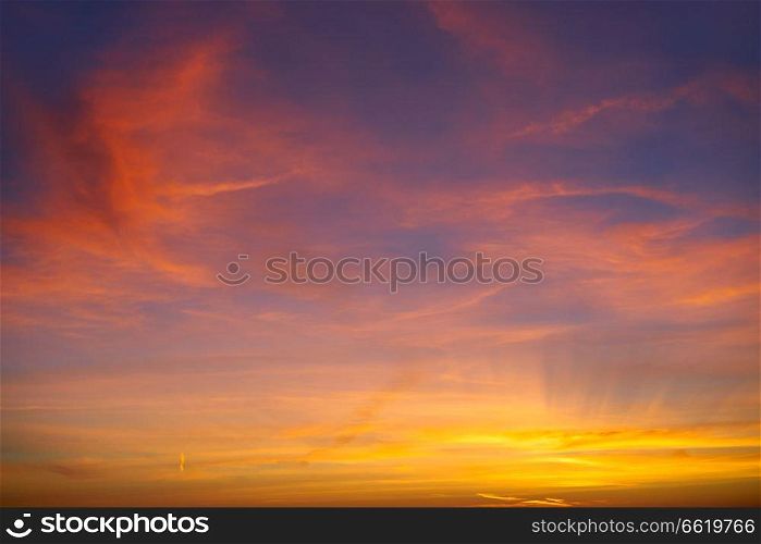 Sunset or sunrise dramatic sky orange clouds golden skies