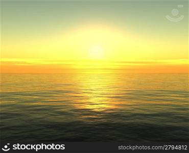 Sunset or sunrise over water