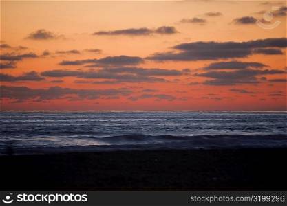 Sunset over a beach, San Diego, San Diego Bay, California, USA