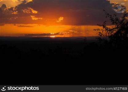 Sunset over a landscape, Kruger National Park, South Africa