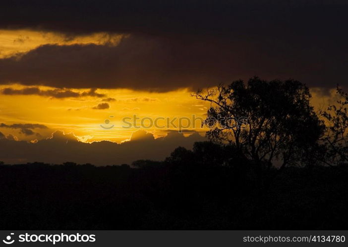 Sunset over a mountain range, Kruger National Park, South Africa