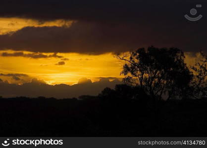 Sunset over a mountain range, Kruger National Park, South Africa
