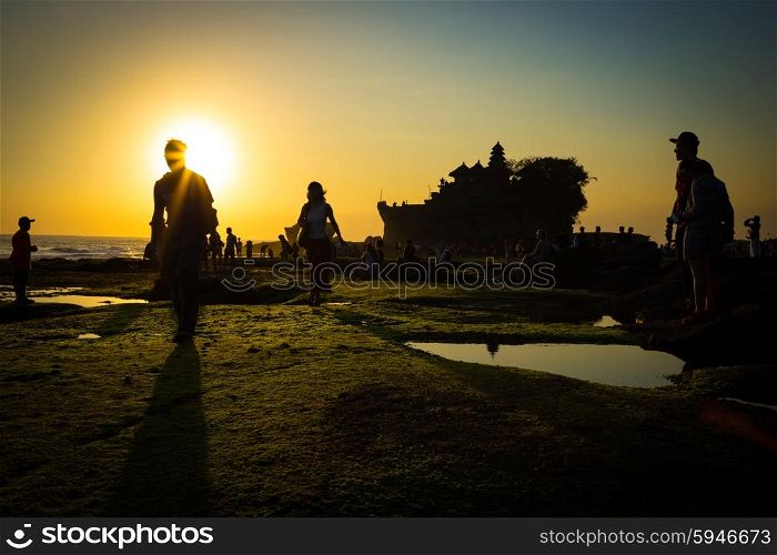 sunset over hindu temple Pura Tanah Lot, Bali, Indonesia