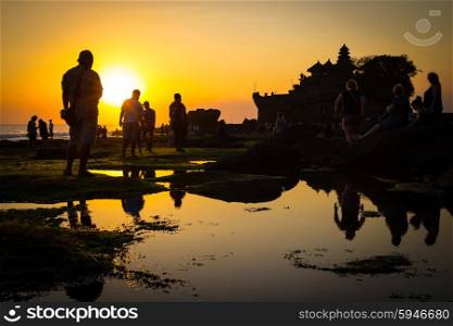 sunset over hindu temple Pura Tanah Lot, Bali, Indonesia