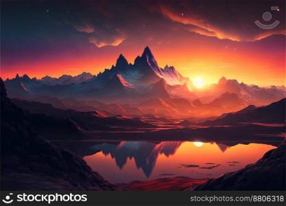 sunset over mountains wallpape