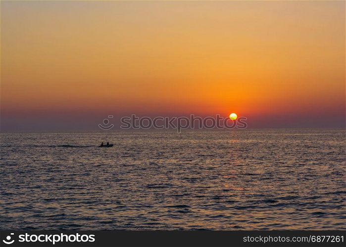Sunset over Mylos beach - Lefkada island, Greece. Sunset over Mylos beach (Lefkada island-Greece). One of the most impressive beaches from Lefkada is Mylos.