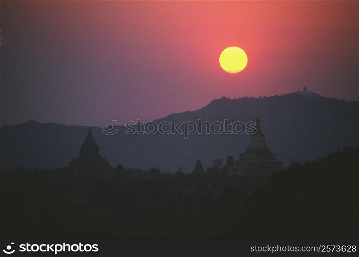 Sunset over pagodas, Bagan, Myanmar