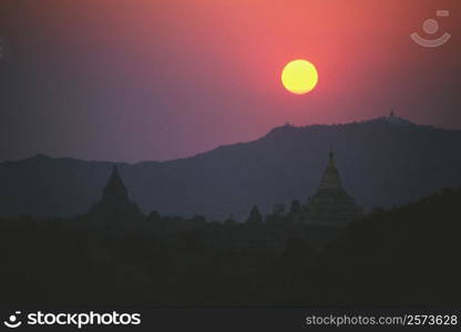 Sunset over pagodas, Bagan, Myanmar