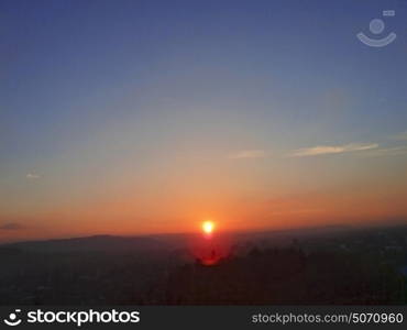 Sunset over Pyatigorsk. Panorama. North Caucasus nature