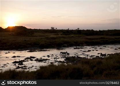 Sunset over river in Kenya