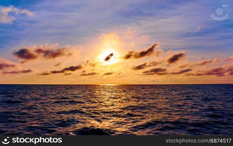 Sunset over sea. Dramatic sunset