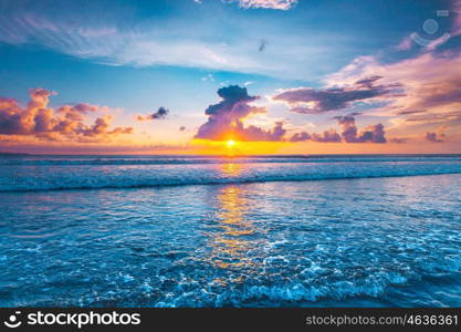 Sunset over sea on Bali, Seminyak, Double six beach