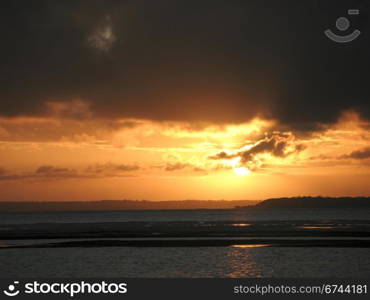 Sunset over stradbroke island. Sunset over stradbroke island in australia