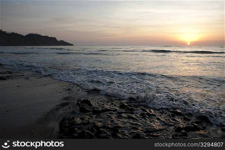 Sunset over the beach at Costa Rica with cool overtones